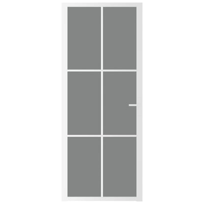 Interior Door 83x201.5 cm White ESG Glass and Aluminium