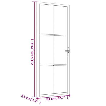 Interior Door 83x201.5 cm White ESG Glass and Aluminium