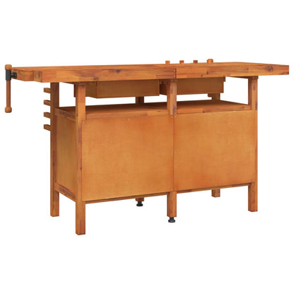 Workbench with Drawers and Vices 162x62x83 cm Solid Wood Acacia