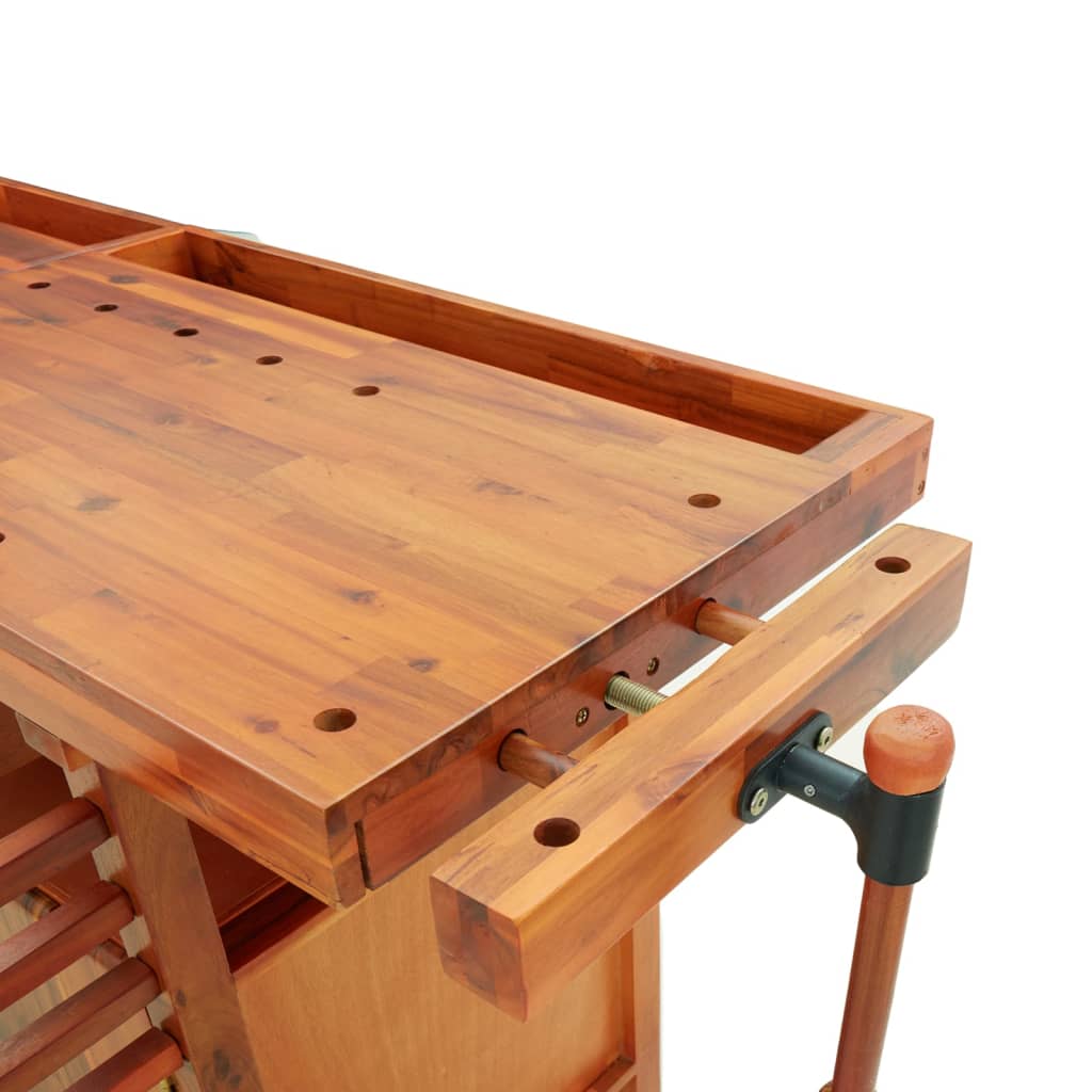 Workbench with Drawers and Vices 162x62x83 cm Solid Wood Acacia