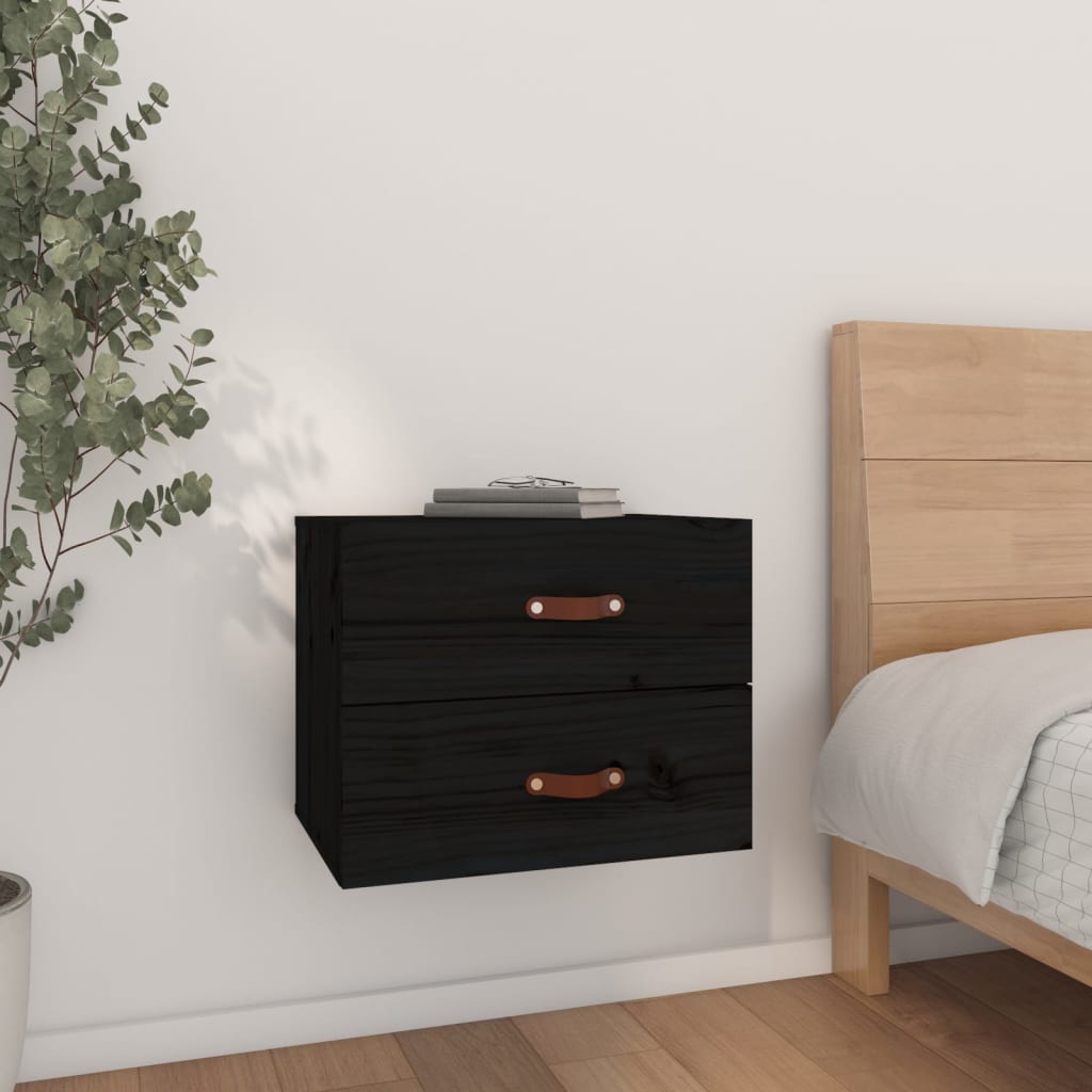 Wall-mounted Bedside Cabinet Black 50x36x40 cm