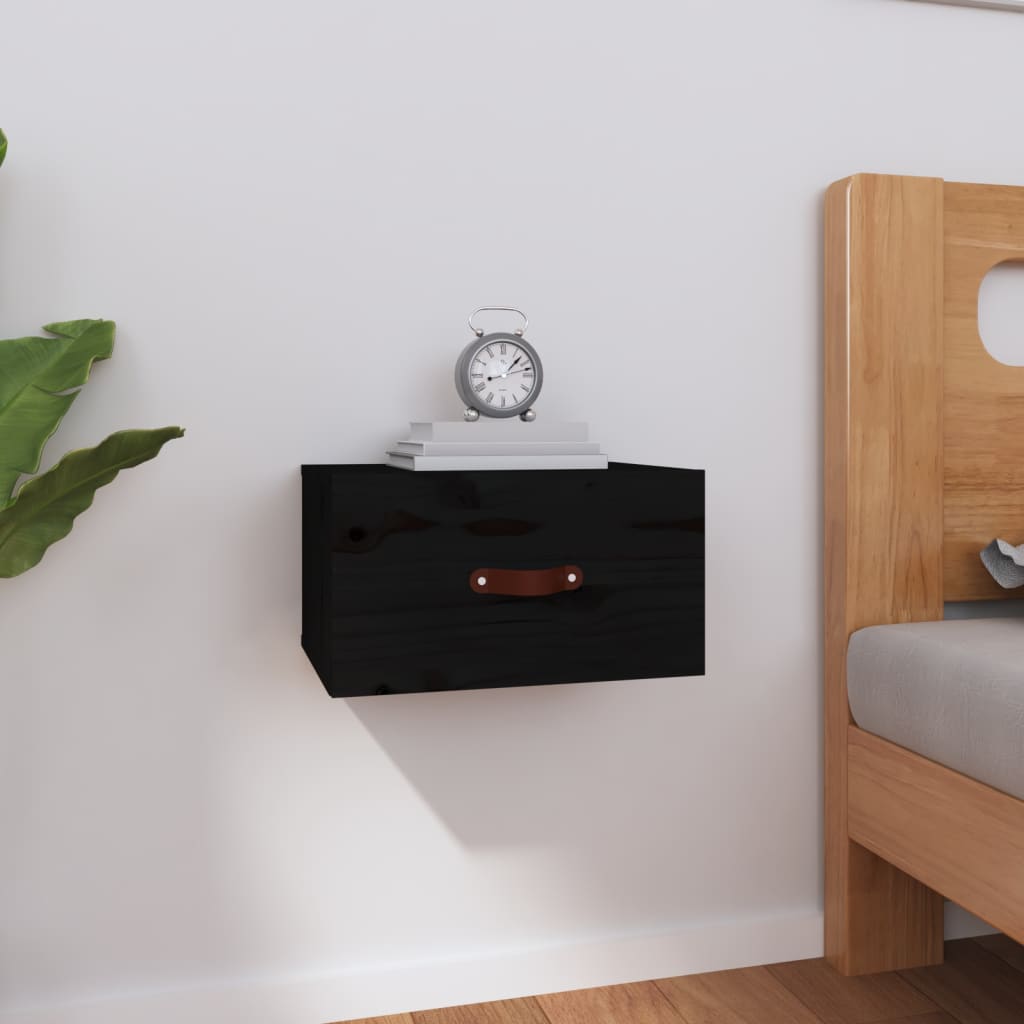 Wall-mounted Bedside Cabinet Black 40x29.5x22 cm