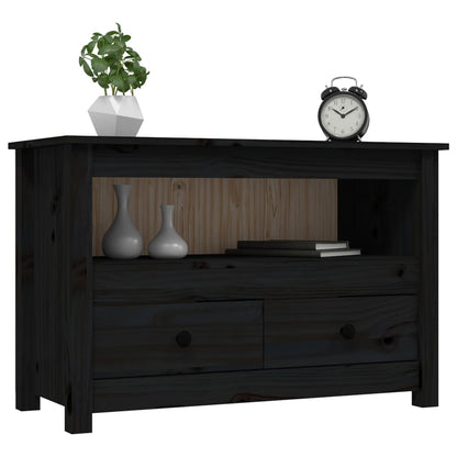 TV Cabinet Black 79x35x52 cm Solid Wood Pine