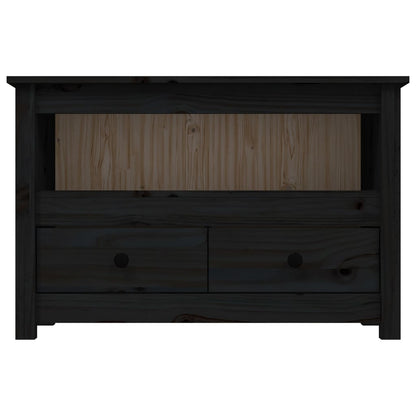 TV Cabinet Black 79x35x52 cm Solid Wood Pine