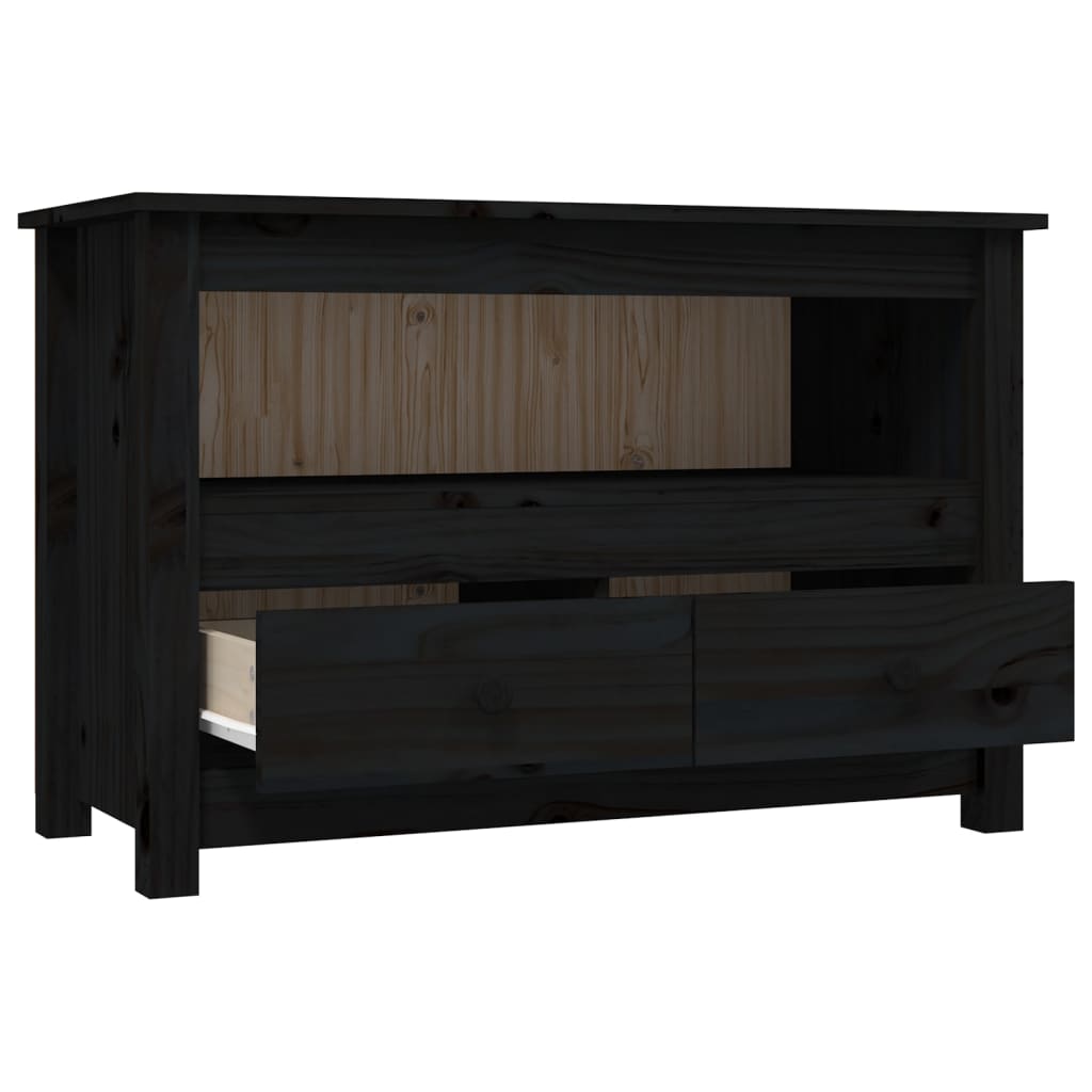 TV Cabinet Black 79x35x52 cm Solid Wood Pine