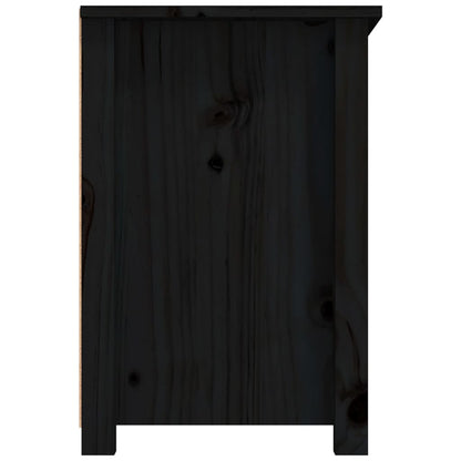 TV Cabinet Black 79x35x52 cm Solid Wood Pine