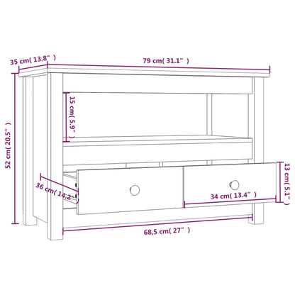 TV Cabinet Black 79x35x52 cm Solid Wood Pine