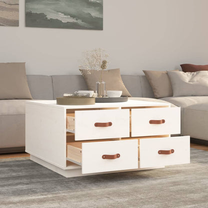 Coffee Table White 80x80x45 cm Solid Wood Pine