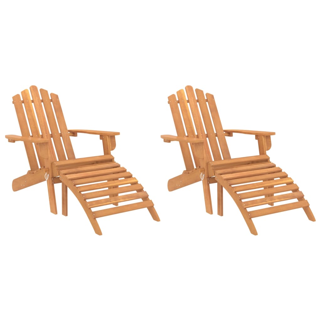 Garden Adirondack Chairs with Footrests 2 pcs Solid Wood Acacia