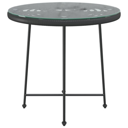 Dining Table Black Ø80 cm Tempered Glass and Steel