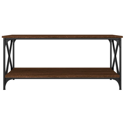 Coffee Table Brown Oak 100x50x45 cm Engineered Wood and Iron