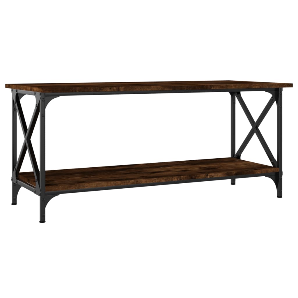 Coffee Table Smoked Oak 100x45x45 cm Engineered Wood and Iron