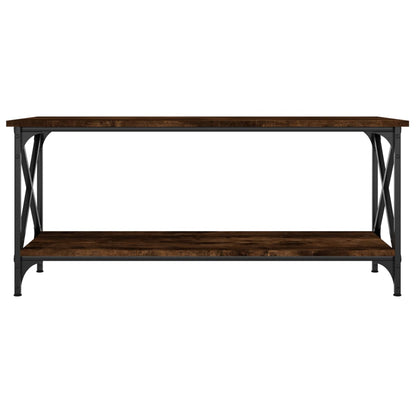 Coffee Table Smoked Oak 100x45x45 cm Engineered Wood and Iron