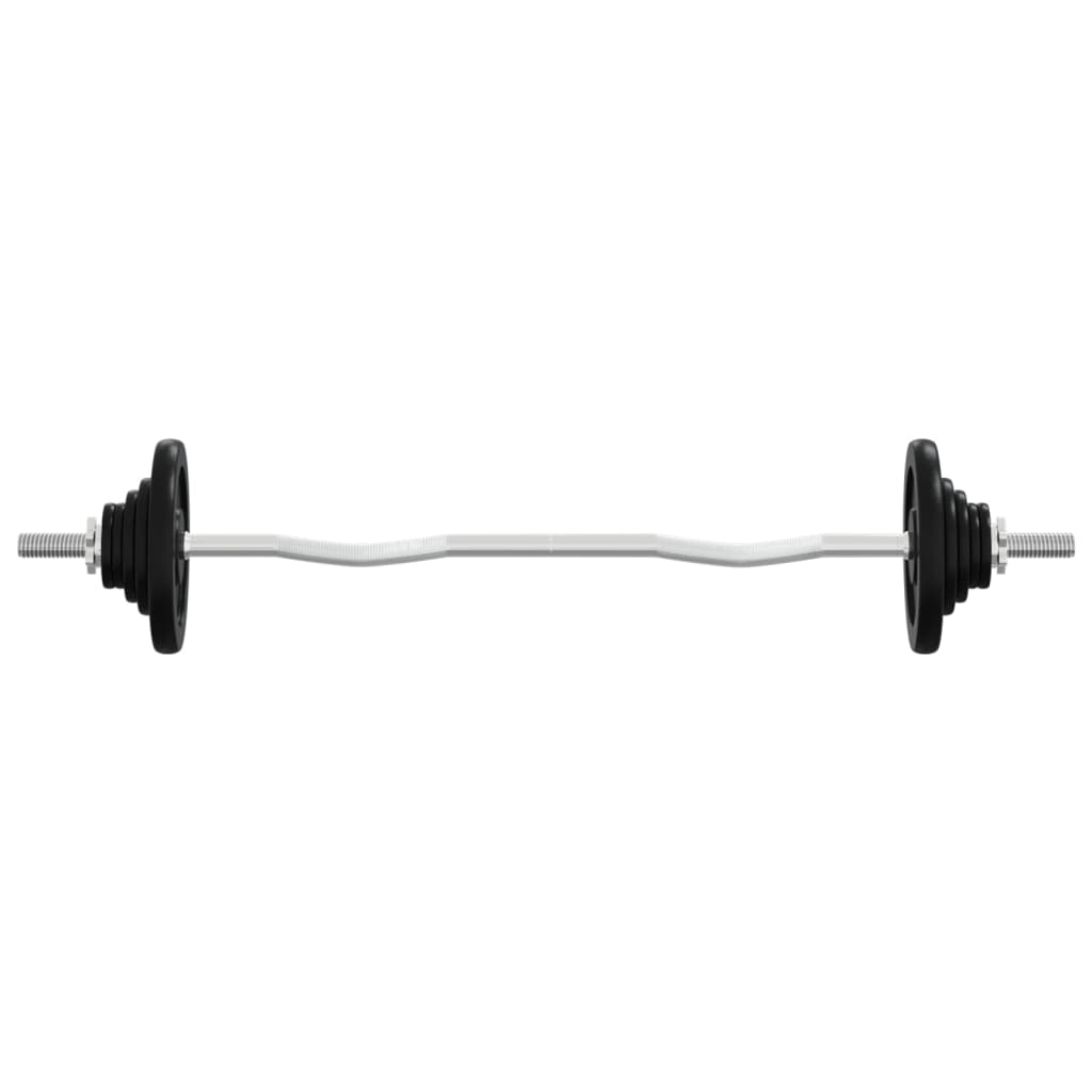 Barbell with Plates 60 kg Cast Iron & Chrome Plated Steel