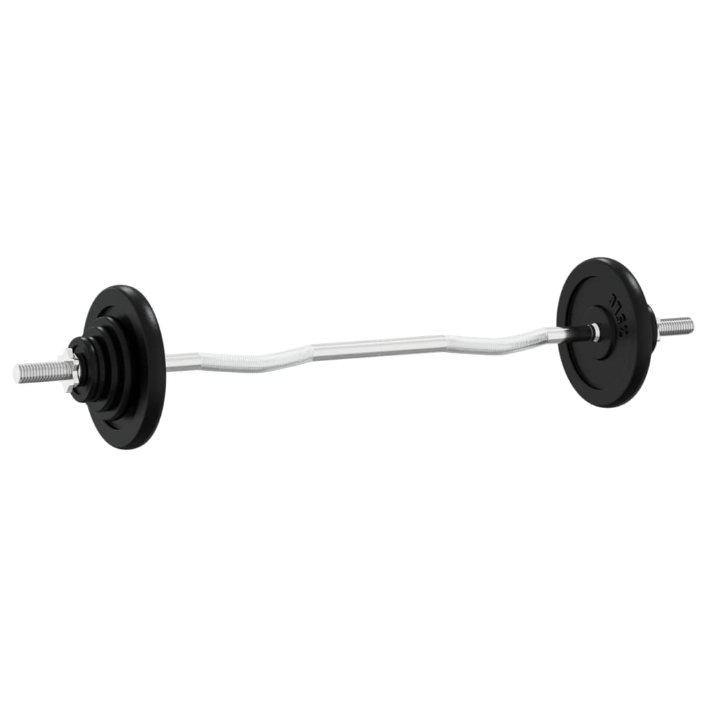 Barbell with Plates 90 kg Cast Iron & Chrome Plated Steel