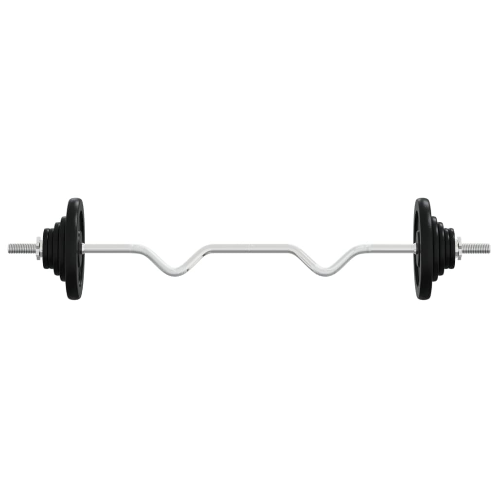 Barbell with Plates 90 kg Cast Iron & Chrome Plated Steel