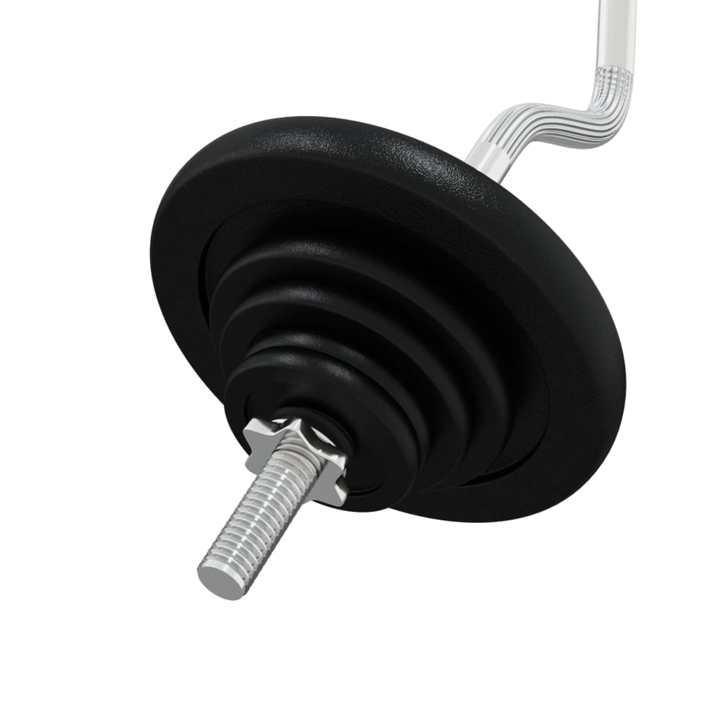 Barbell with Plates 90 kg Cast Iron & Chrome Plated Steel