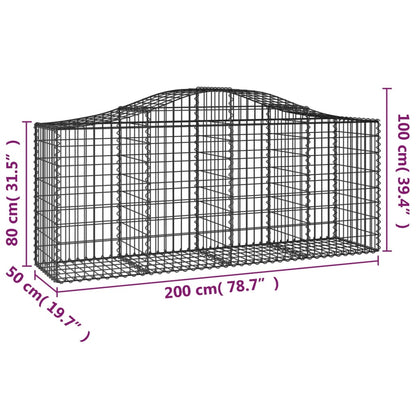 Arched Gabion Baskets 18 pcs 200x50x80/100 cm Galvanised Iron