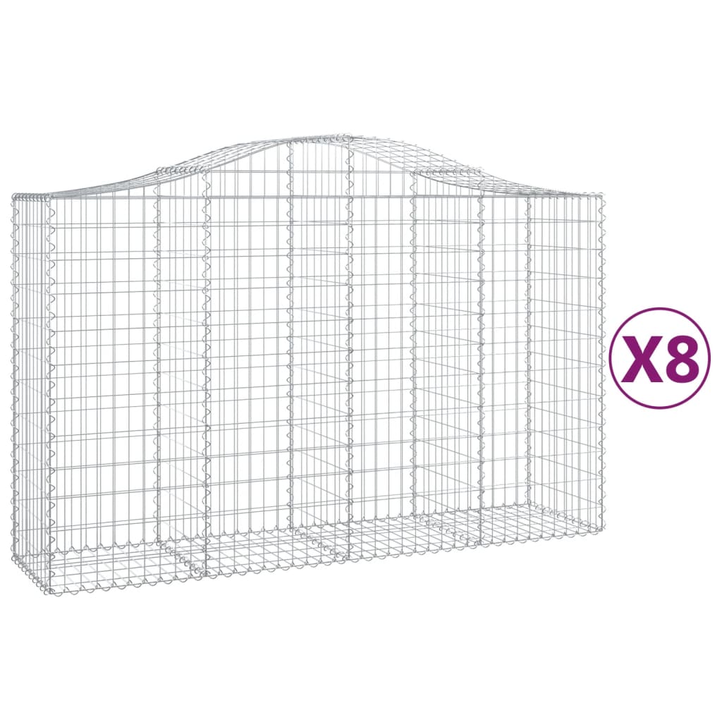 Arched Gabion Baskets 8 pcs 200x50x120/140 cm Galvanised Iron