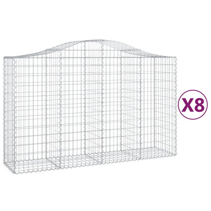 Arched Gabion Baskets 8 pcs 200x50x120/140 cm Galvanised Iron