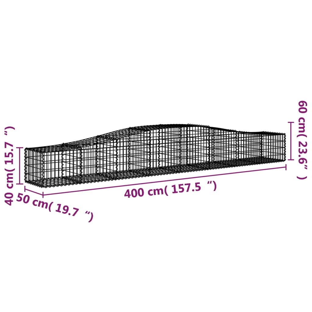 Arched Gabion Baskets 8 pcs 400x50x40/60 cm Galvanised Iron