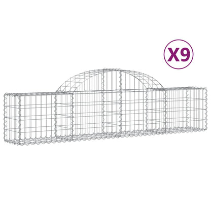 Arched Gabion Baskets 9 pcs 200x30x40/60 cm Galvanised Iron