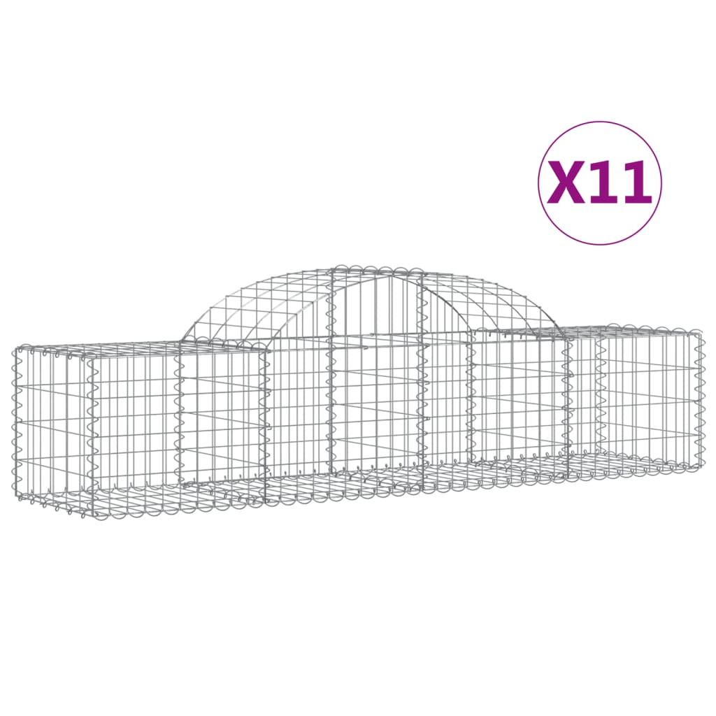 Arched Gabion Baskets 11 pcs 200x50x40/60 cm Galvanised Iron