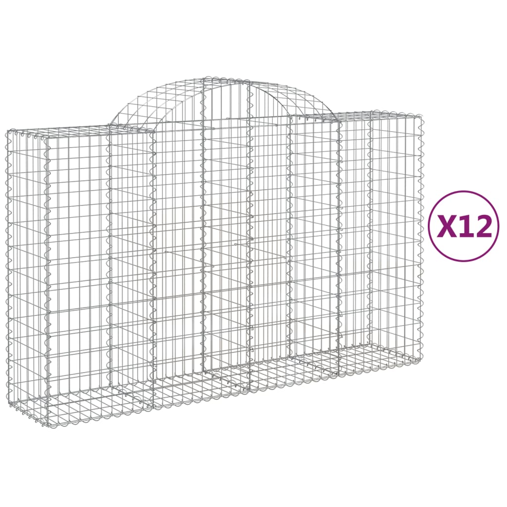 Arched Gabion Baskets 12 pcs 200x50x120/140 cm Galvanised Iron