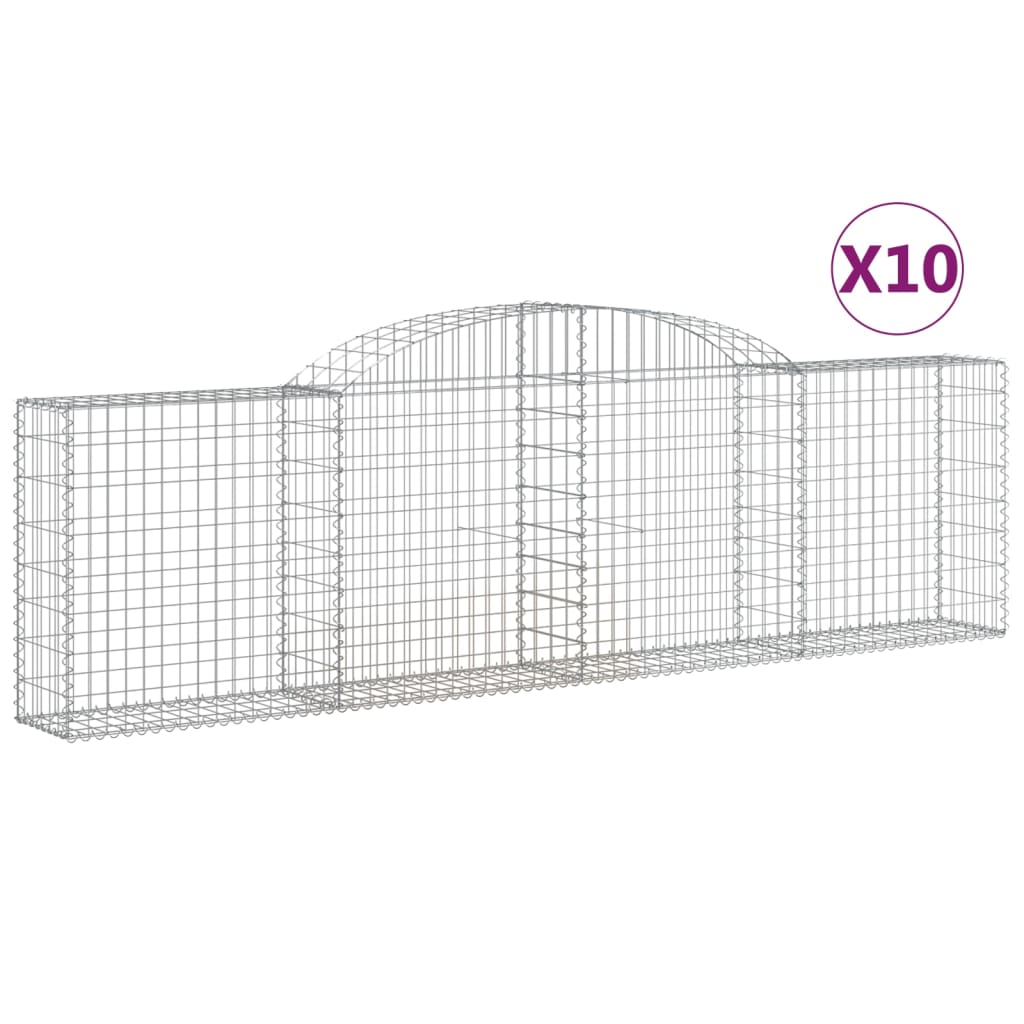 Arched Gabion Baskets 10 pcs 300x30x80/100 cm Galvanised Iron