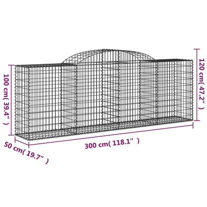 Arched Gabion Baskets 2 pcs 300x50x100/120 cm Galvanised Iron