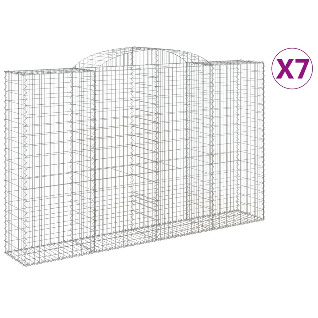 Arched Gabion Baskets 7 pcs 300x50x180/200 cm Galvanised Iron