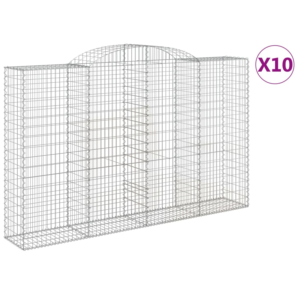 Arched Gabion Baskets 10 pcs 300x50x180/200 cm Galvanised Iron