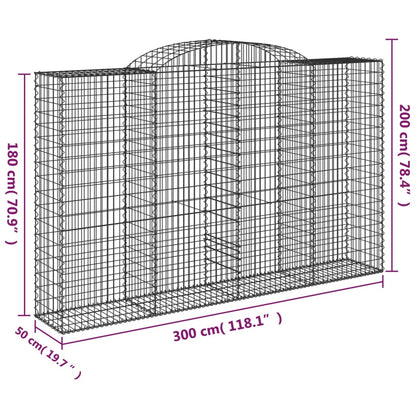 Arched Gabion Baskets 10 pcs 300x50x180/200 cm Galvanised Iron