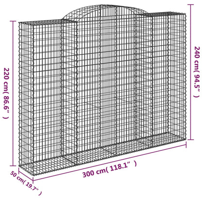 Arched Gabion Baskets 8 pcs 300x50x220/240 cm Galvanised Iron