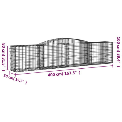 Arched Gabion Baskets 9 pcs 400x50x80/100 cm Galvanised Iron