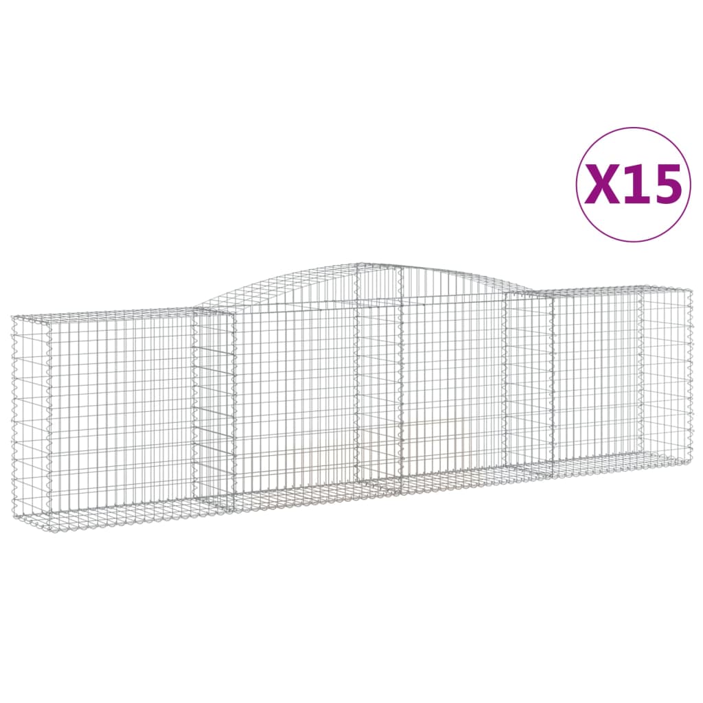 Arched Gabion Baskets 15 pcs 400x50x100/120 cm Galvanised Iron