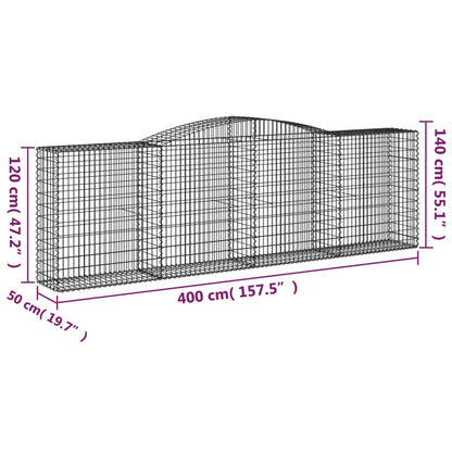 Arched Gabion Baskets 8 pcs 400x50x120/140 cm Galvanised Iron