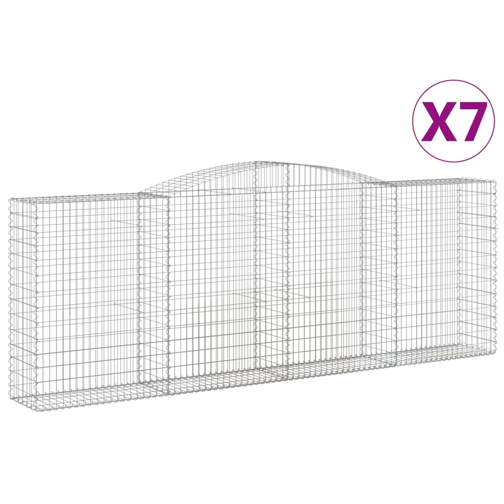 Arched Gabion Baskets 7 pcs 400x50x140/160 cm Galvanised Iron