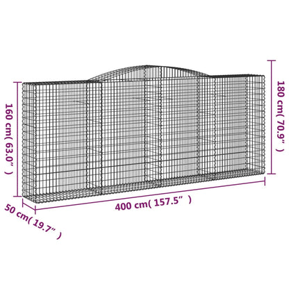 Arched Gabion Baskets 3 pcs 400x50x160/180 cm Galvanised Iron