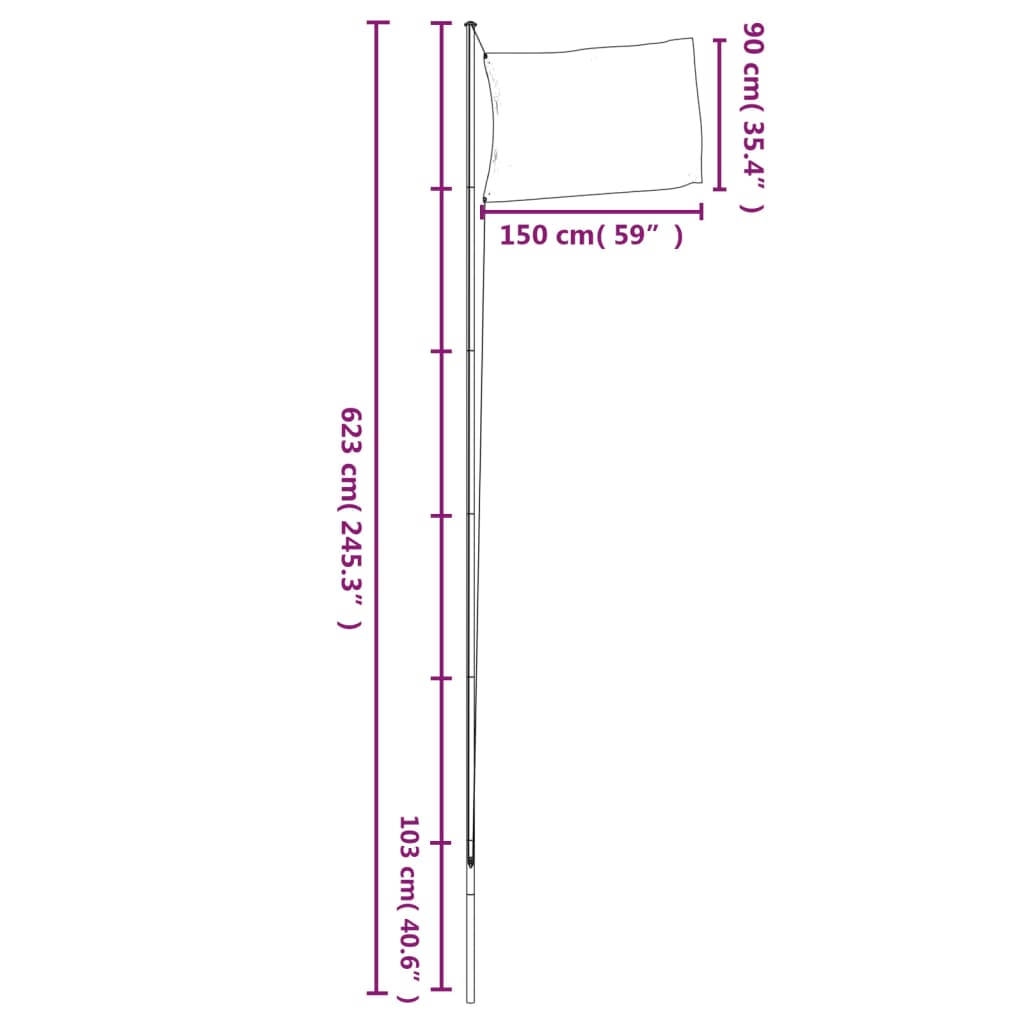 Netherlands Flag and Pole 6.23 m Aluminium