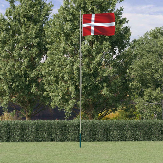 Denmark Flag and Pole 6.23 m Aluminium