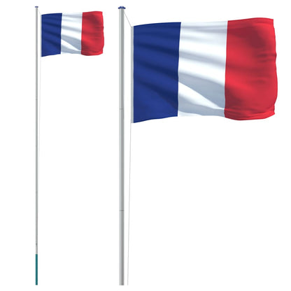 France Flag and Pole 6.23 m Aluminium