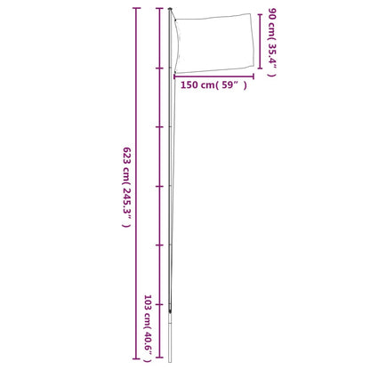 France Flag and Pole 6.23 m Aluminium