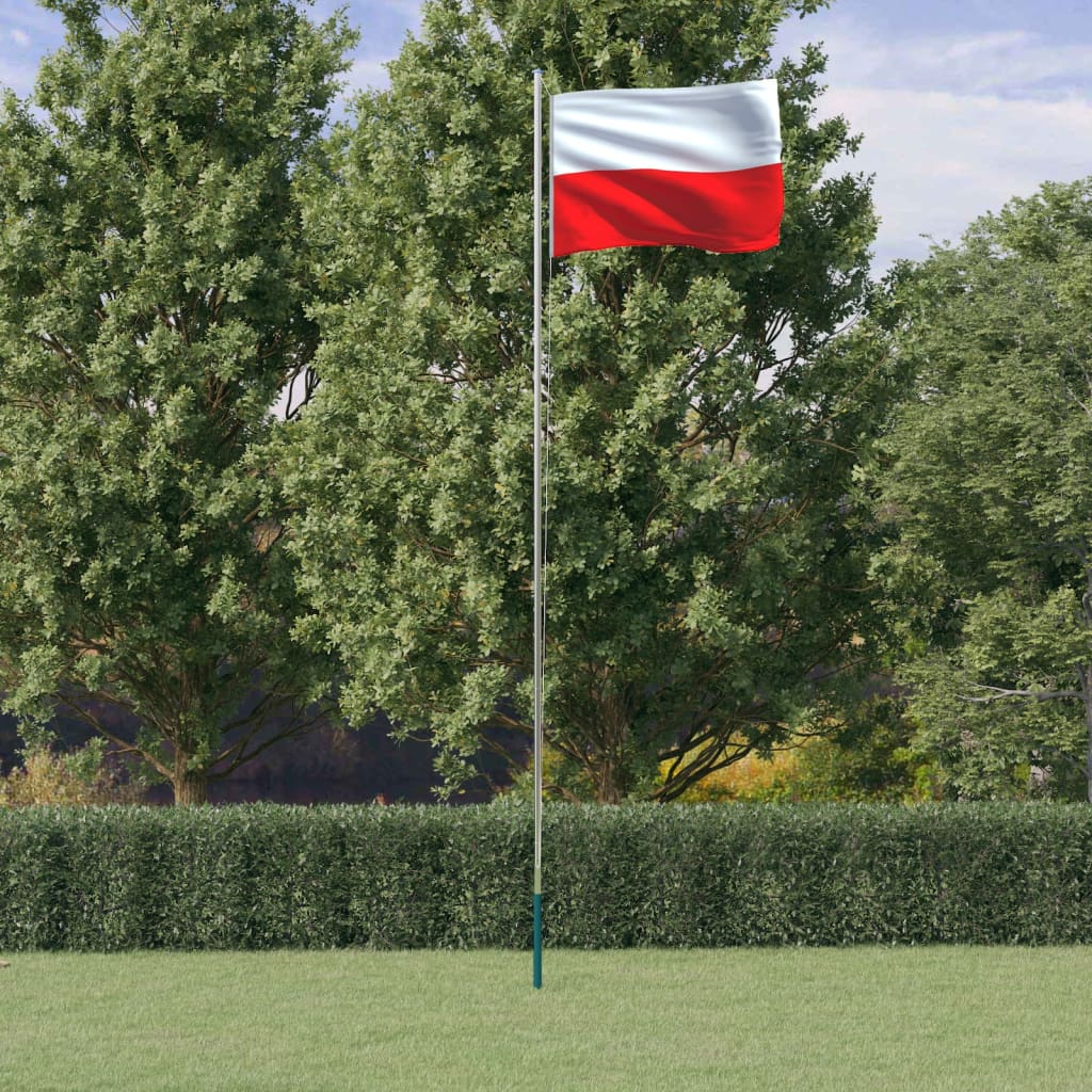 Poland Flag and Pole 6.23 m Aluminium