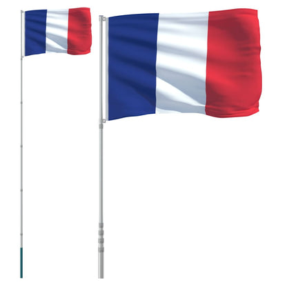 France Flag and Pole 5.55 m Aluminium