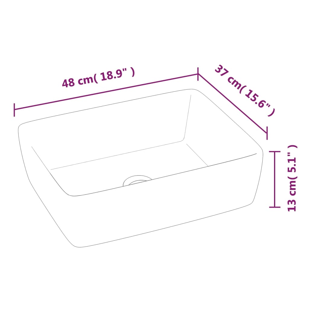 Wash Basin White 48x37x13 cm Ceramic Rectangle