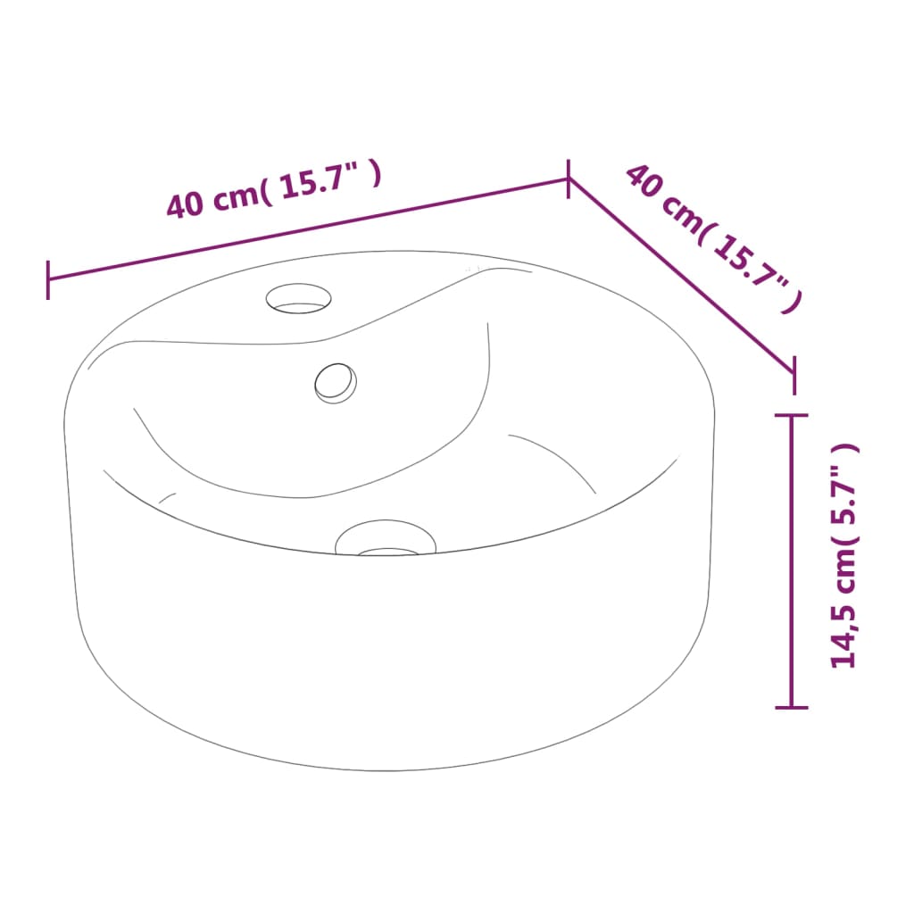 Wash Basin White 40x14.5 cm Ceramic Round