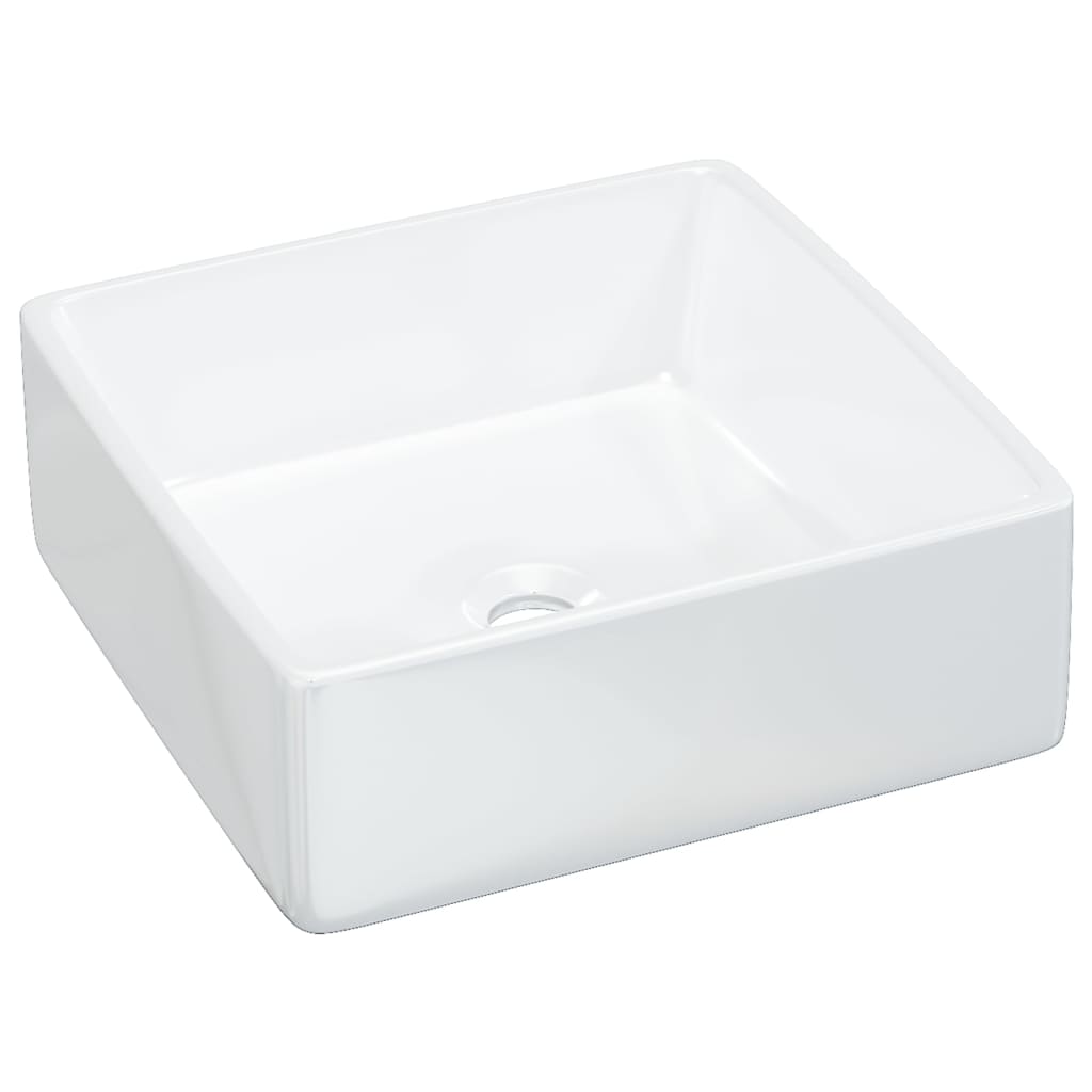 Wash Basin White 37x37x13 cm Ceramic Square