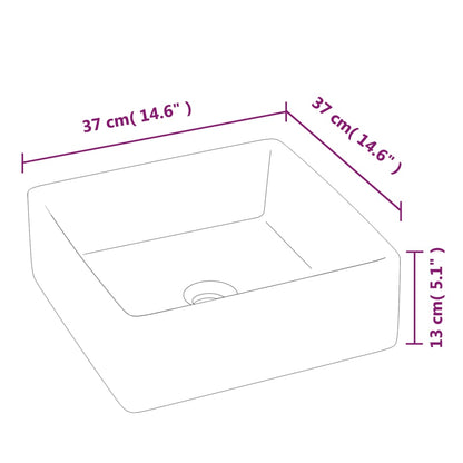 Wash Basin White 37x37x13 cm Ceramic Square