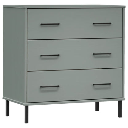 Sideboard with 3 Drawers Grey 77x40x79.5 cm Solid Wood OSLO